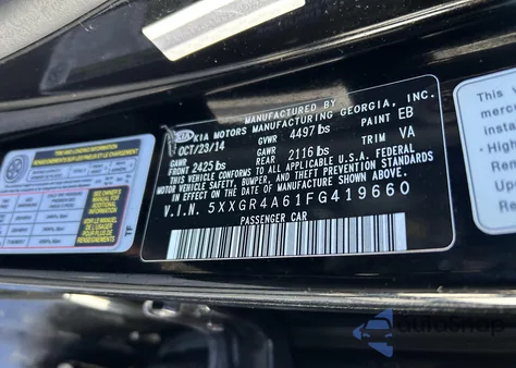 2015 Kia Optima Sx Turbo from USA, damaged, VIN 5XXGR4A61FG419660